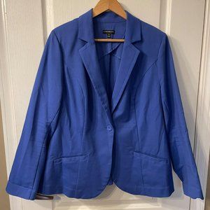 Lane Bryant | Blue One Button Blazer Jacket Pockets Stretch Sz 18 Career Event